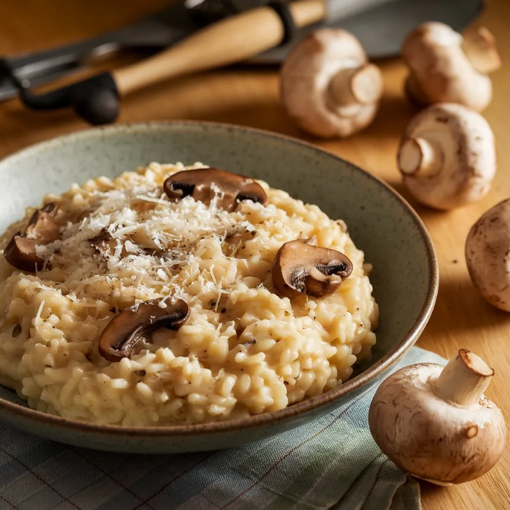 a photo of a homemade risotto with mushrooms the r a34LdI98TKWhsEJKN6uLgg lFD97WNnR9Cu98N MeGjPw